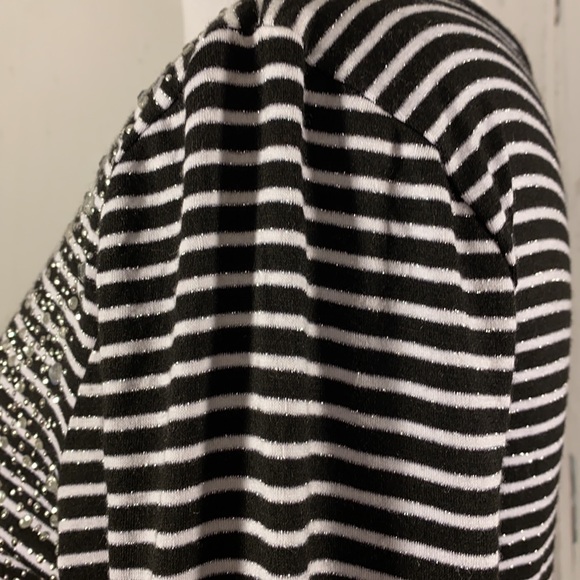 Cache NWOT Crystal Embellished Striped Top With Ruched Sides - Picture 6 of 16